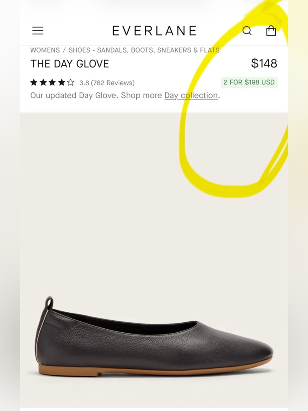 Everlane THE DAY GLOVE BLACK leather flats women’s shoes size 6.5 - Picture 3 of 11